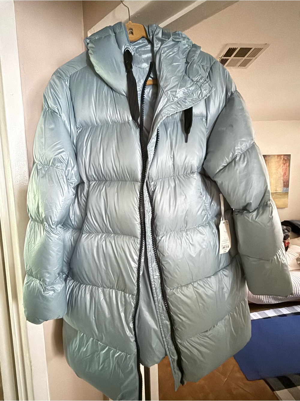 STYLUS Light Blue Quilted Hooded Puffer Coat
